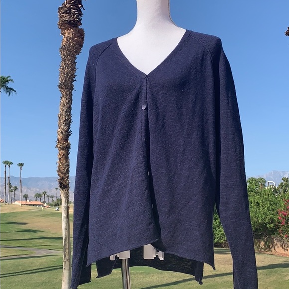 Eileen Fisher Blue linen cotton Cardigan large - Picture 1 of 8